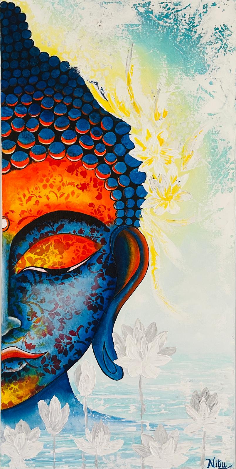 Serene Blue Buddha & Lotus