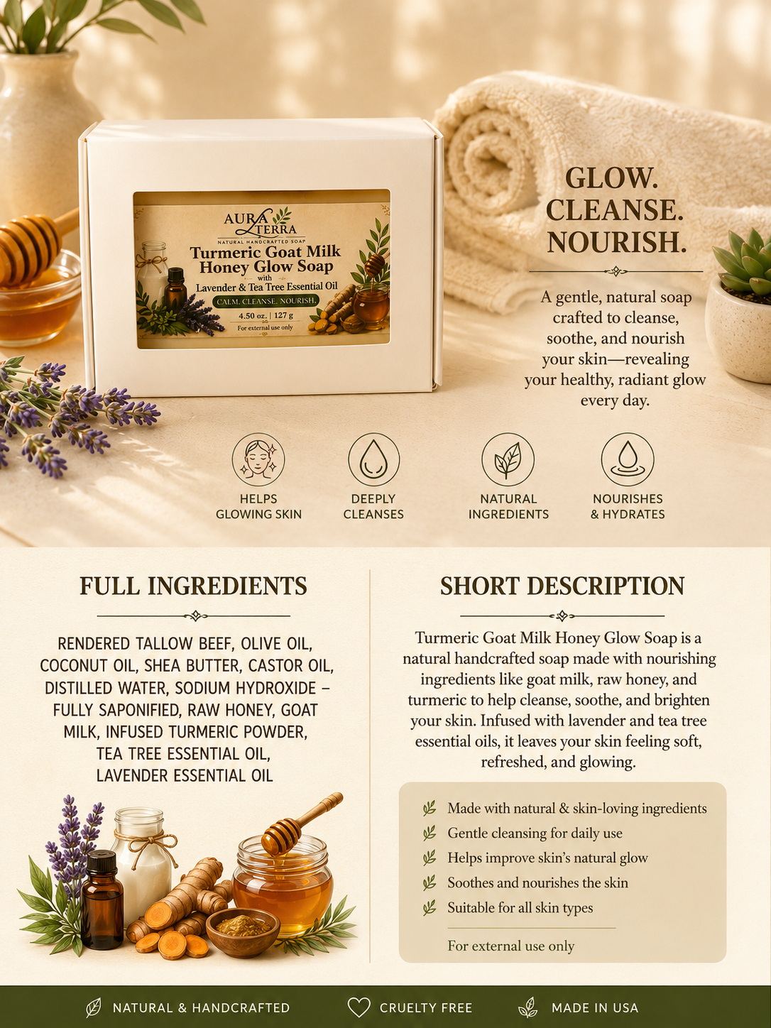Turmeric Goat Milk Honey Glow Soap