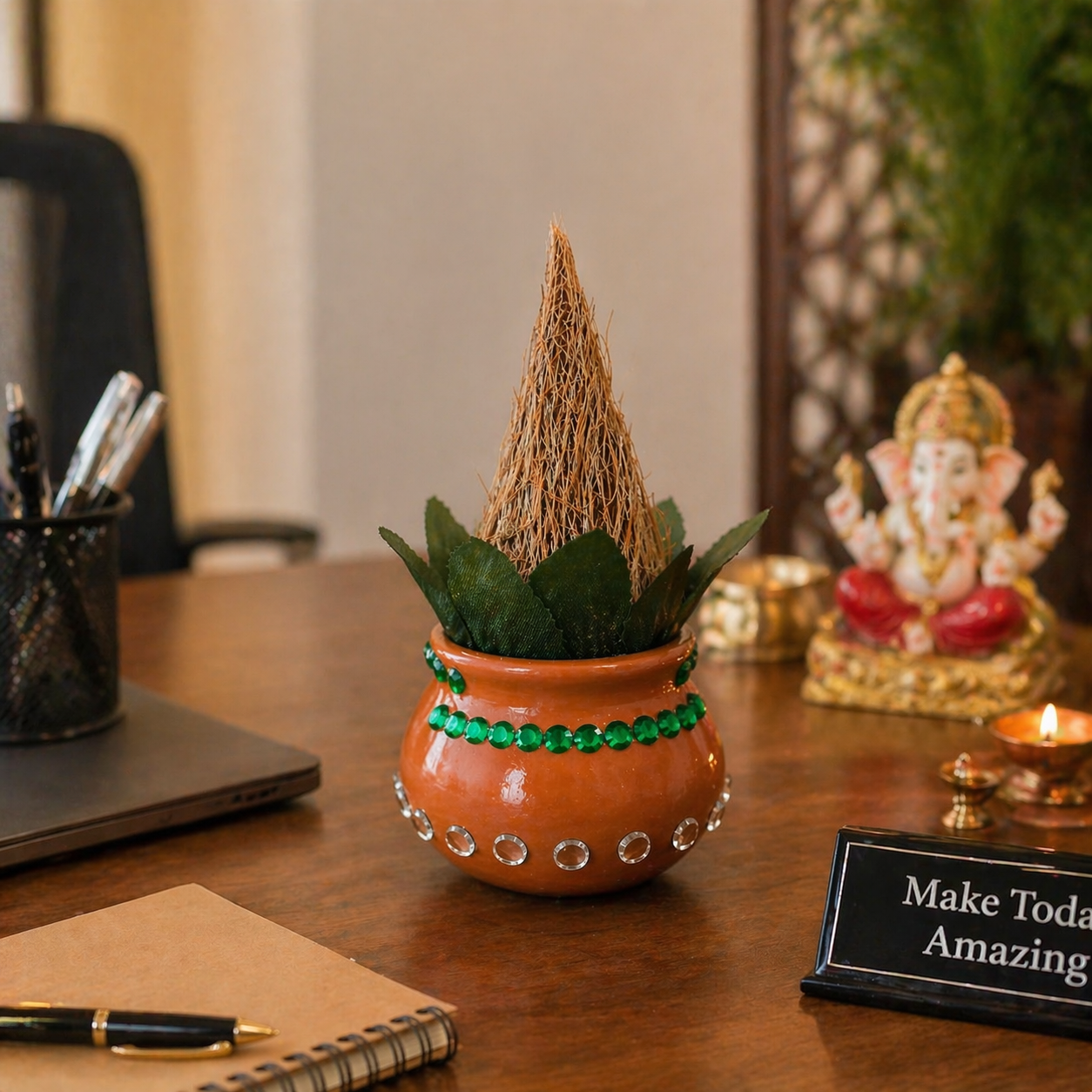 Handcrafted Decorative Kalash | Eco-Friendly Terracotta Kalash | Handmade by Adults with Special Needs | Spiritual & Home Décor Gift