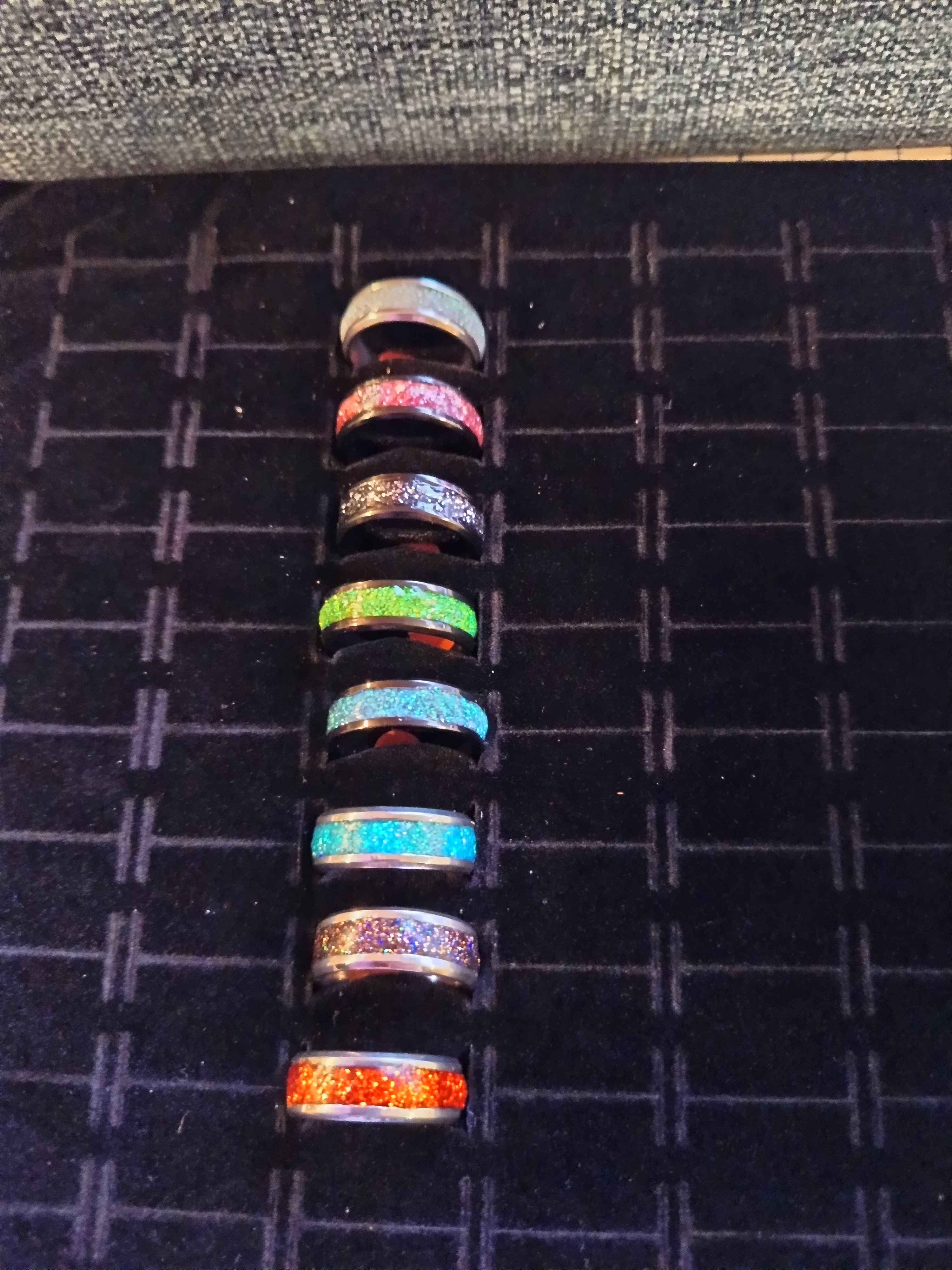 Bague pailletée taille 9 vendue à l’unité – Bijou artisanal brillant multicolore fait main