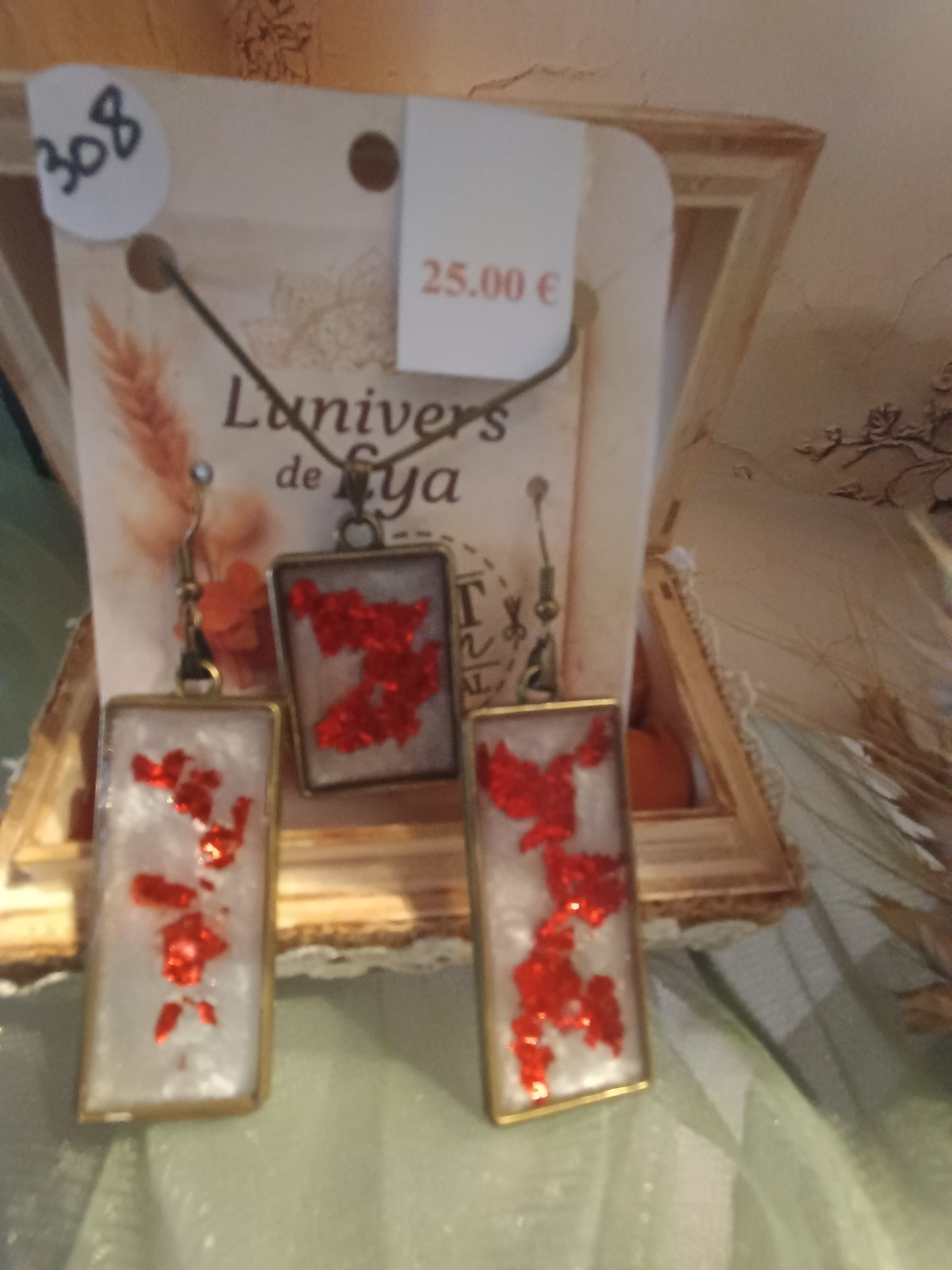 Parure collier et boucles d'oreilles rectangulaires