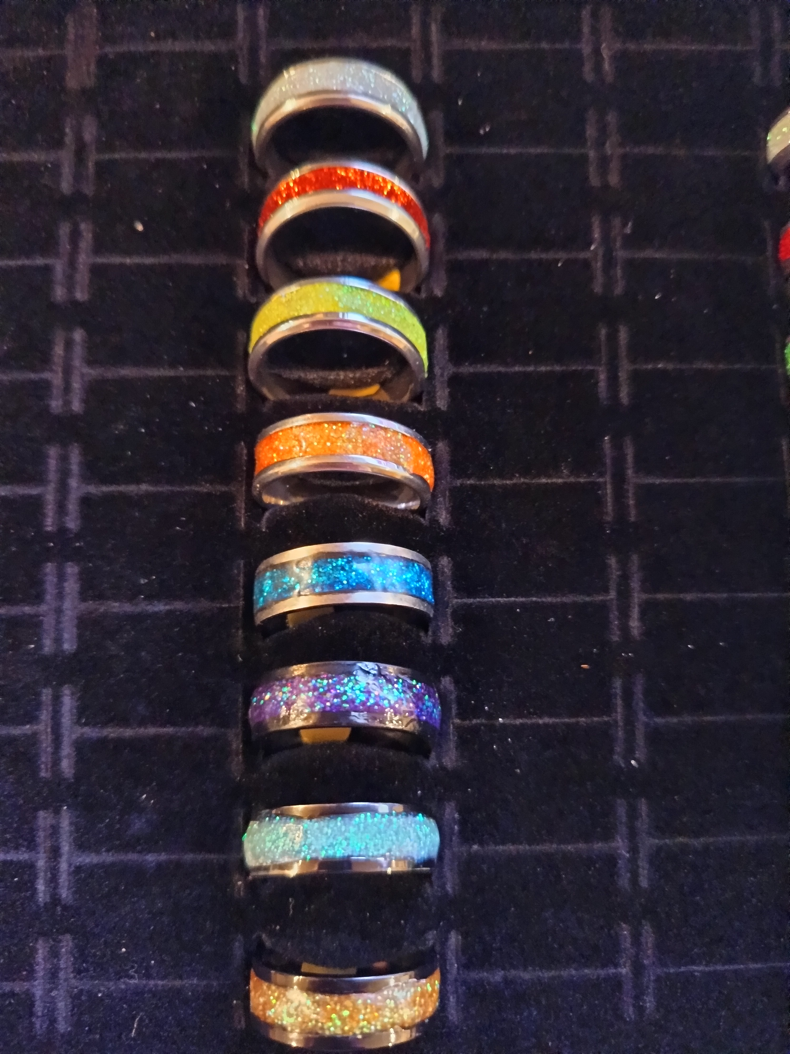 Bague pailletée taille 10 vendue à l’unité – Bijou artisanal brillant multicolore fait main