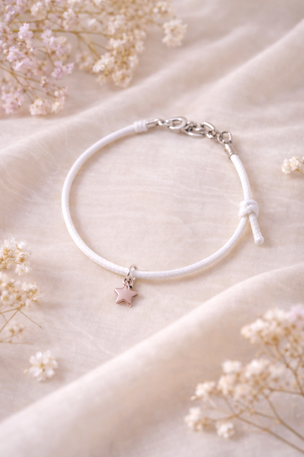 Bracelet enfant blanc étoile – Bijou ajustable enfant