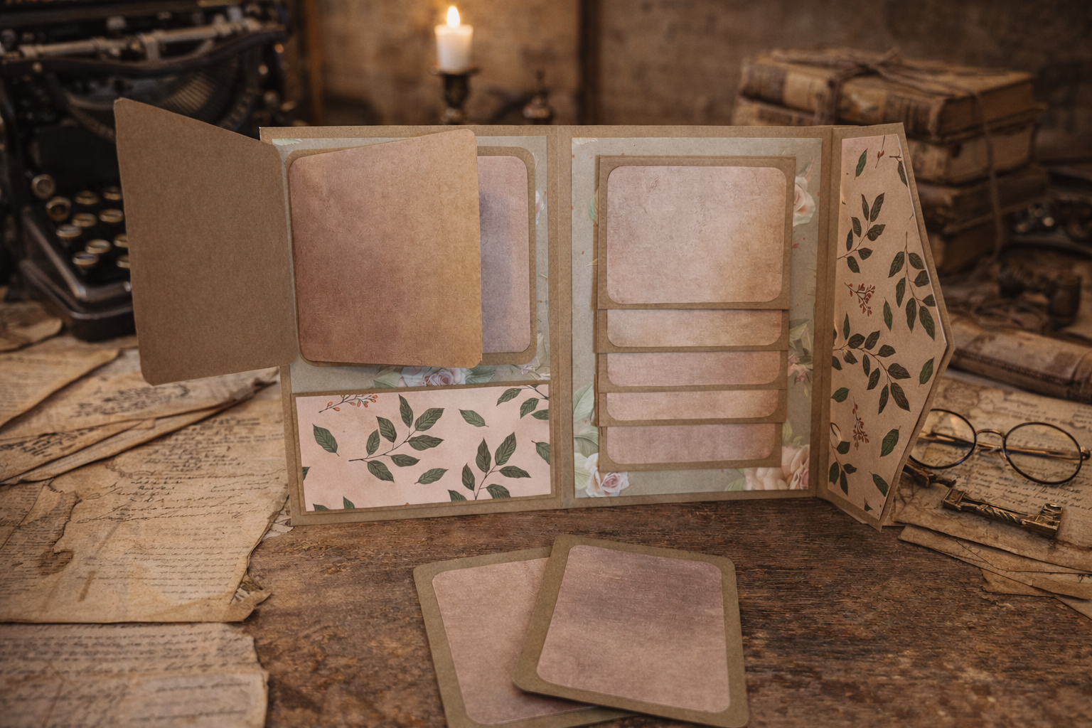 Album enveloppe - Album scrapbooking fait main – Album photo artisanal à rabats et pochettes