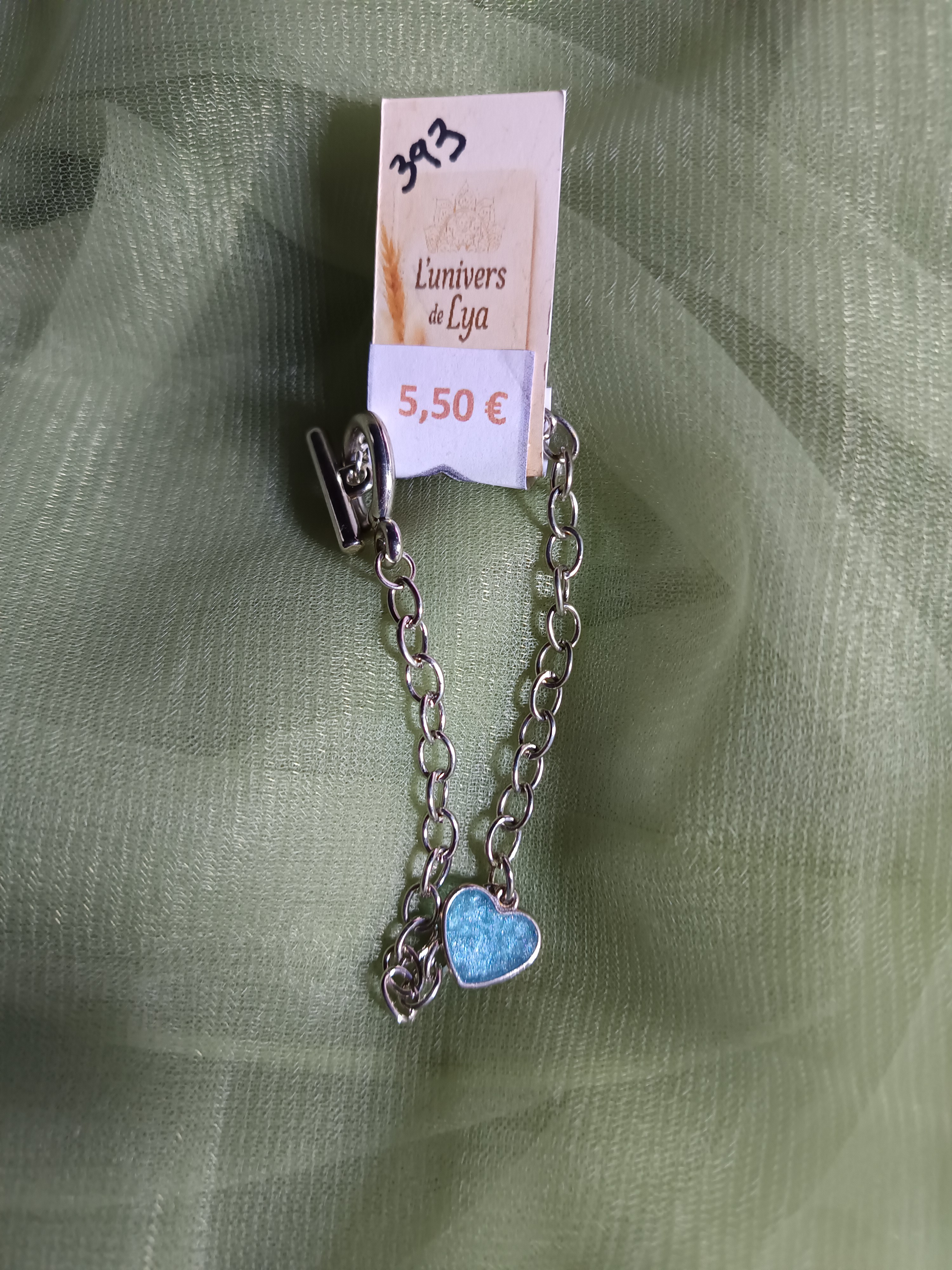 Bracelet enfant chaîne argentée cœur bleu – Bijou enfant