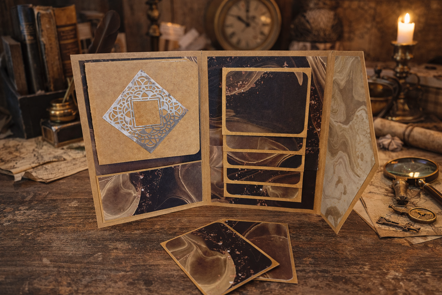 Album enveloppe - Album scrapbooking fait main – Album photo artisanal à rabats et pochettes