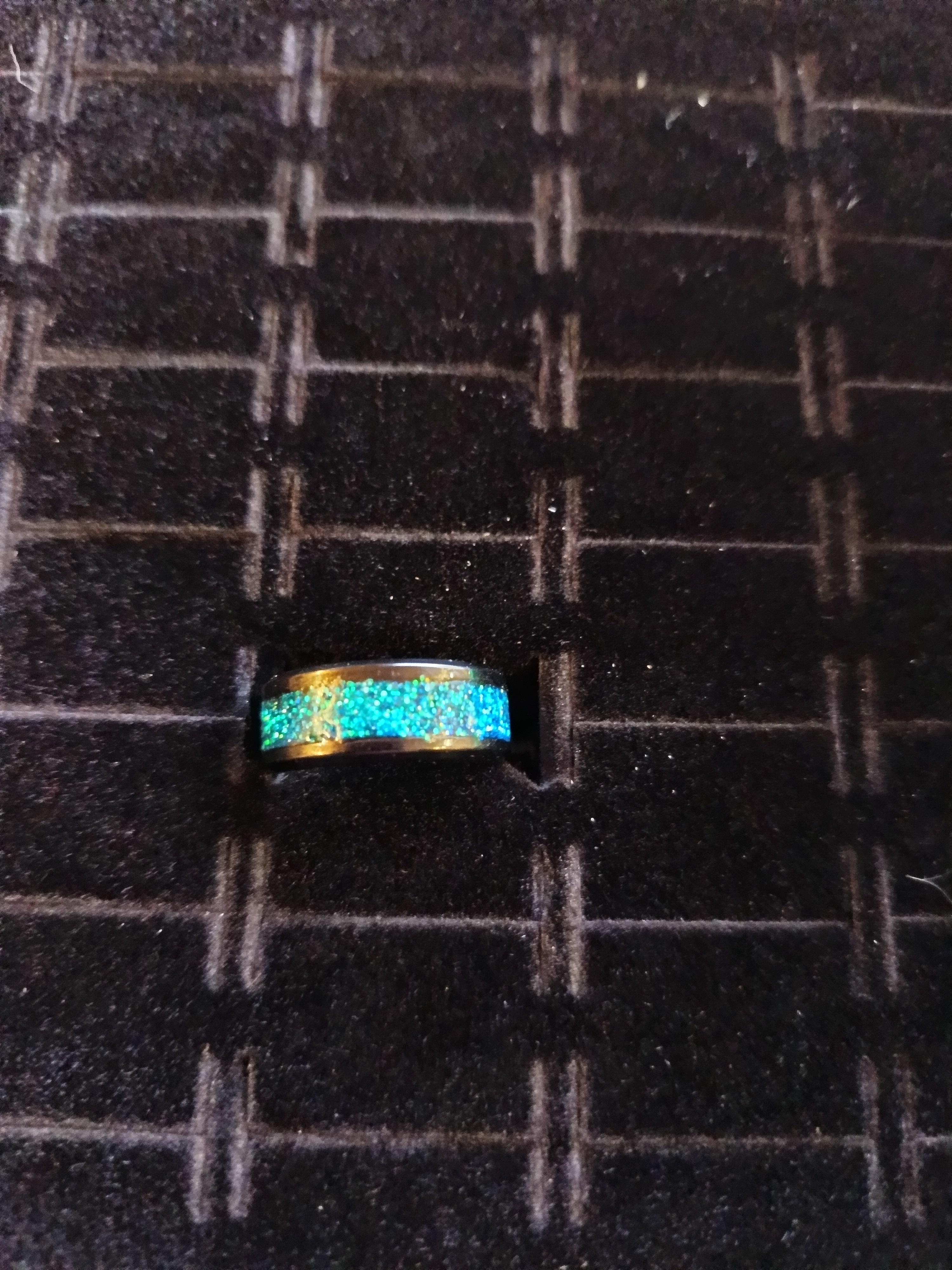 Bague pailletée en acier inoxydable taille 7 – Couleurs scintillantes au choix – Bijou brillant moderne