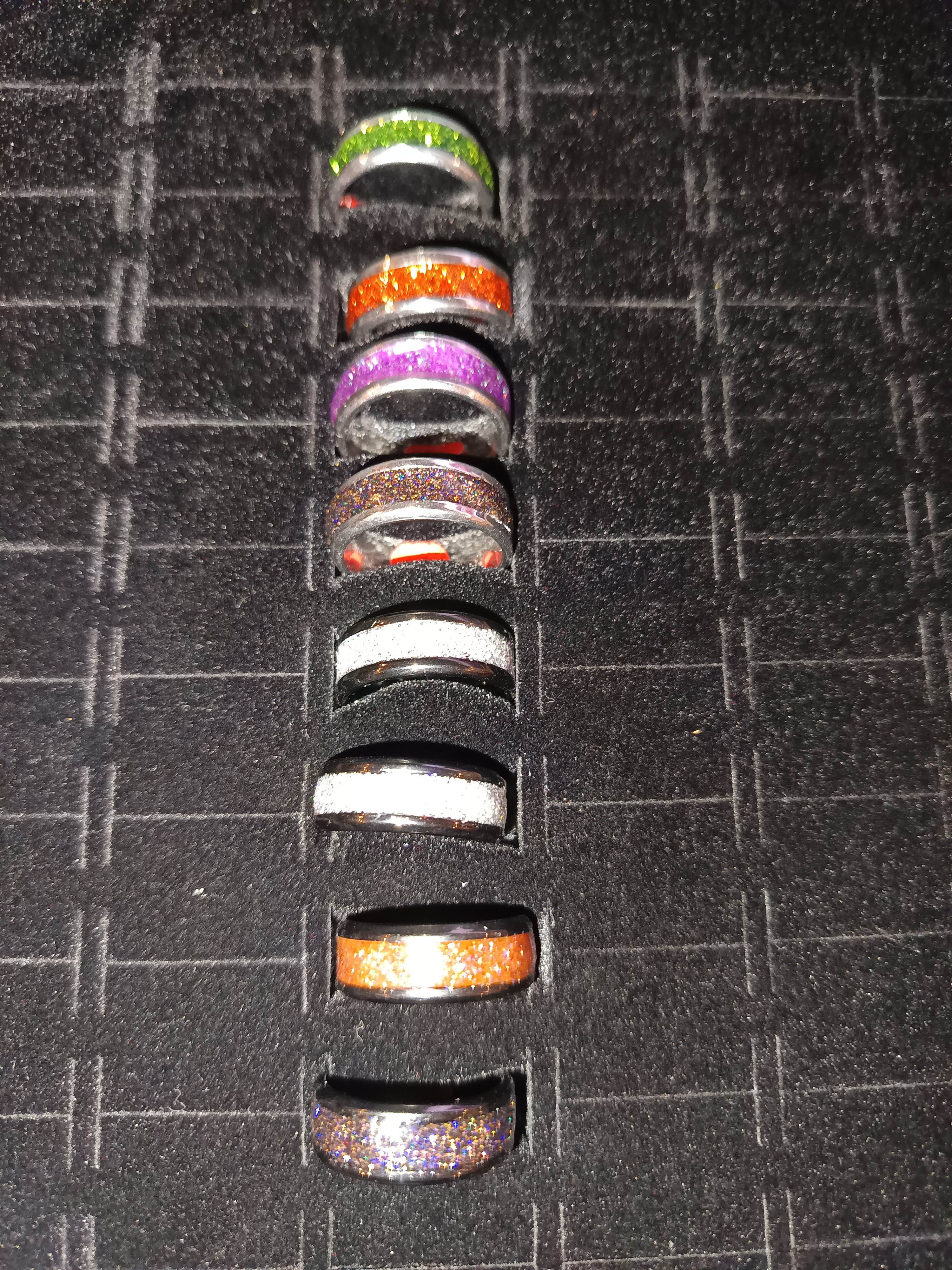 Bague pailletée taille 8 vendue à l’unité – Création artisanale multicolore brillante