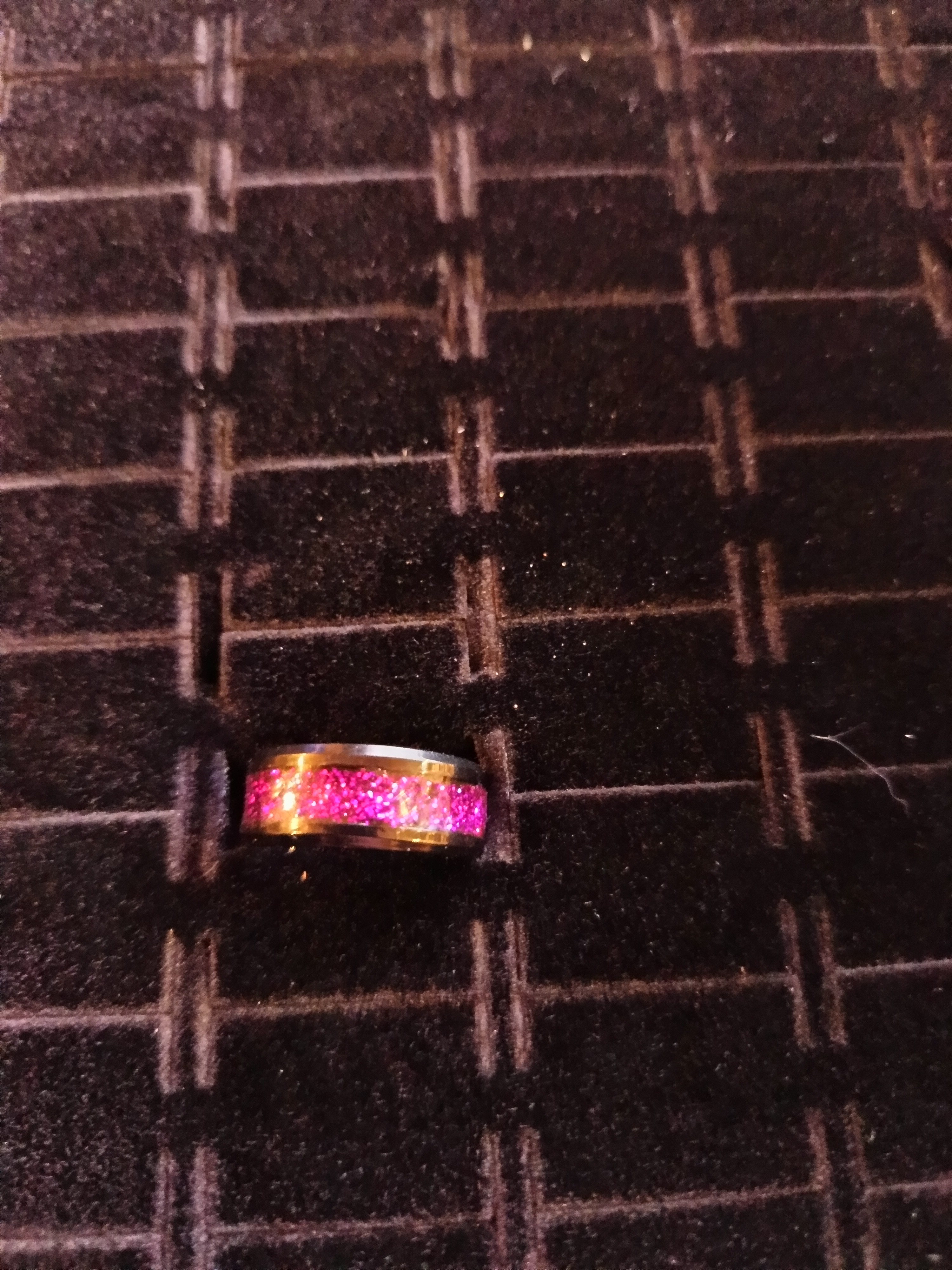 Bague pailletée en acier inoxydable taille 7 – Couleurs scintillantes au choix – Bijou brillant moderne