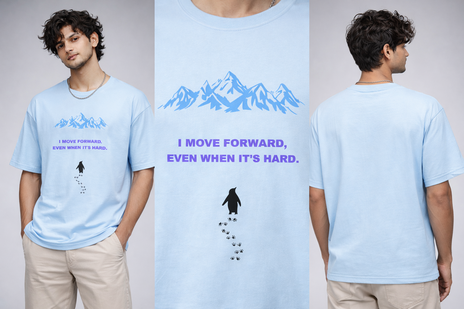 Motivational Penguin Mountain T-Shirt (Unisex)