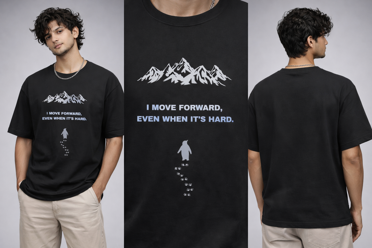 Motivational Penguin Mountain T-Shirt (Unisex)