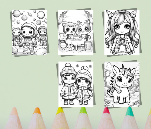 Kawaii Coloring Pages for Toddlers – Printable PDF (15 Pages)