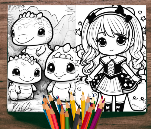Kawaii Coloring Pages for Toddlers – Printable PDF (15 Pages)