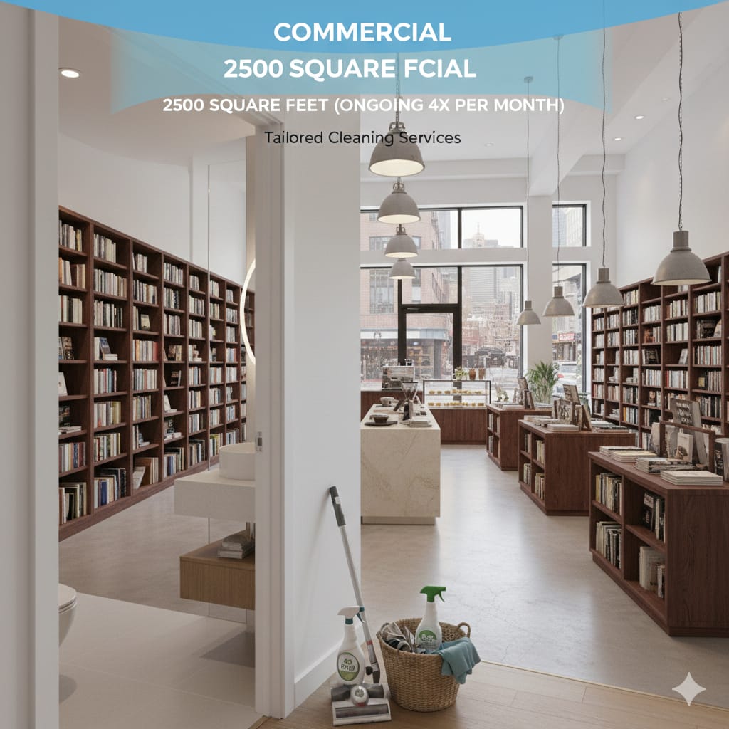 2,500 square feet (ongoing 4x per month)