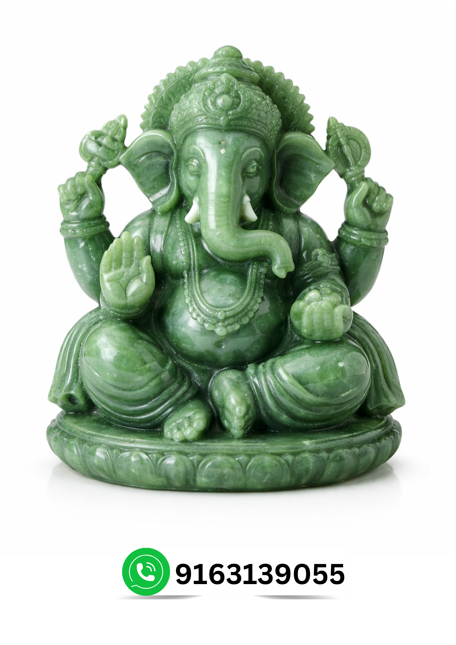 Green Jade Ganesha Idol