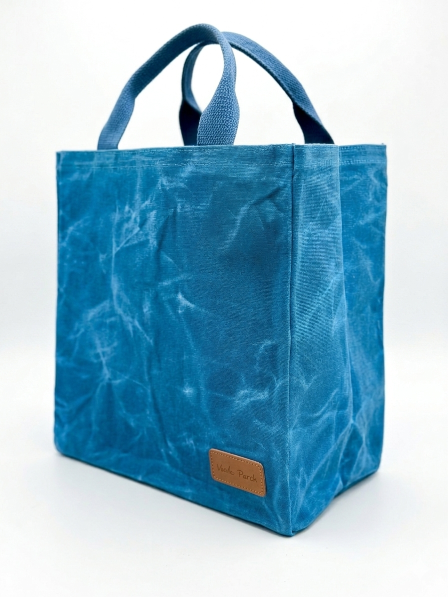 Turquiose Blue  Wax Canvas Tote Bag