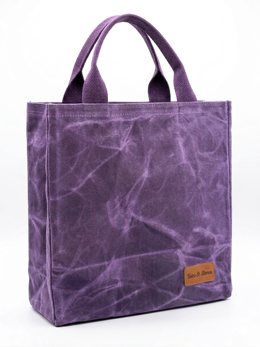 Purple  Heavy Duty Wax Canvas Tote Bag