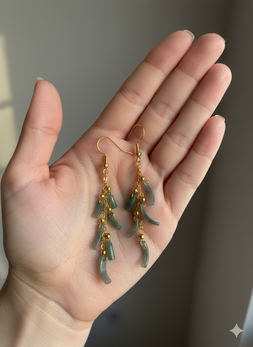 14K Gold wrap Jade Earrings