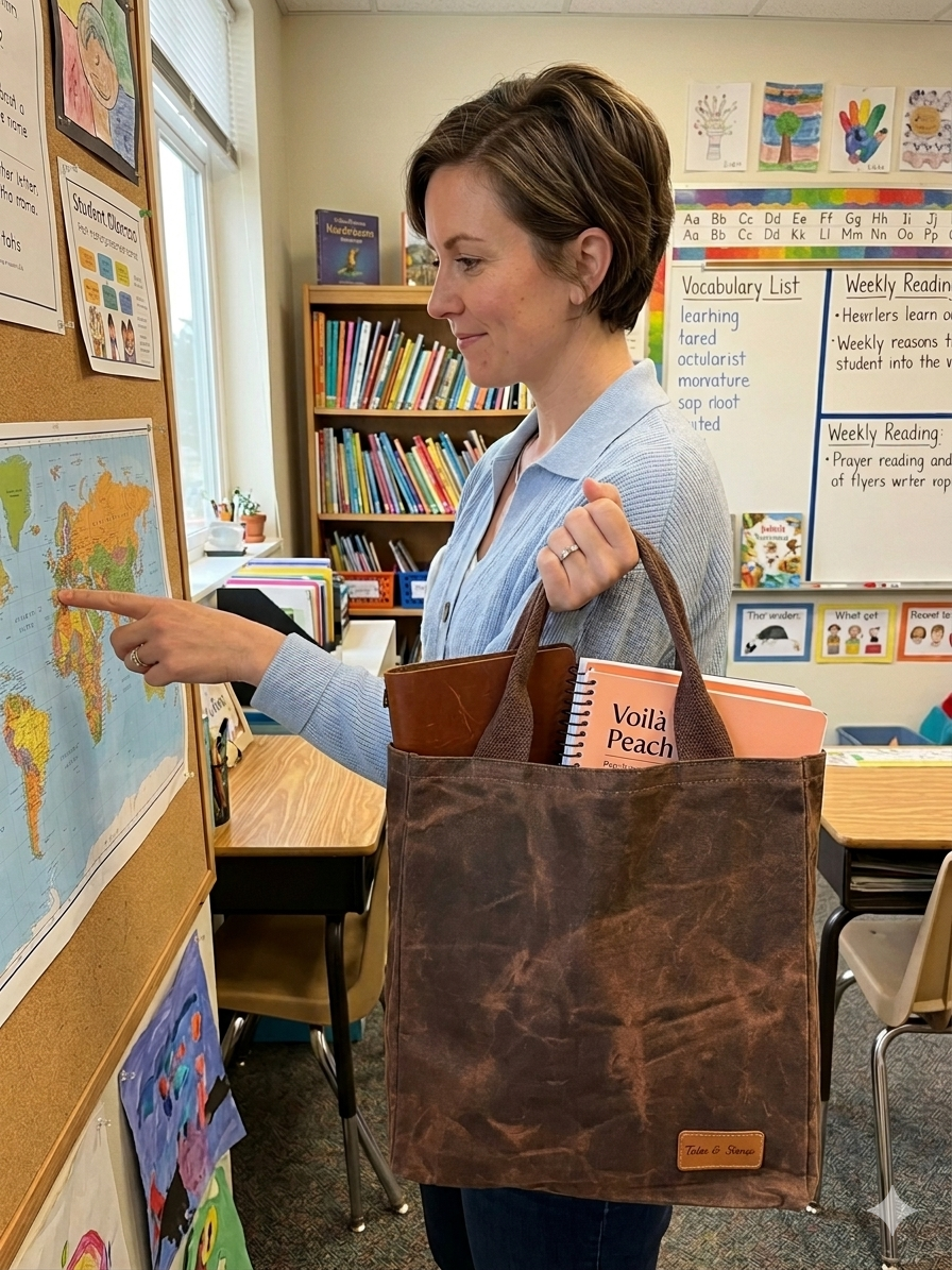 Dark Brown Wax Canvas Tote Bag