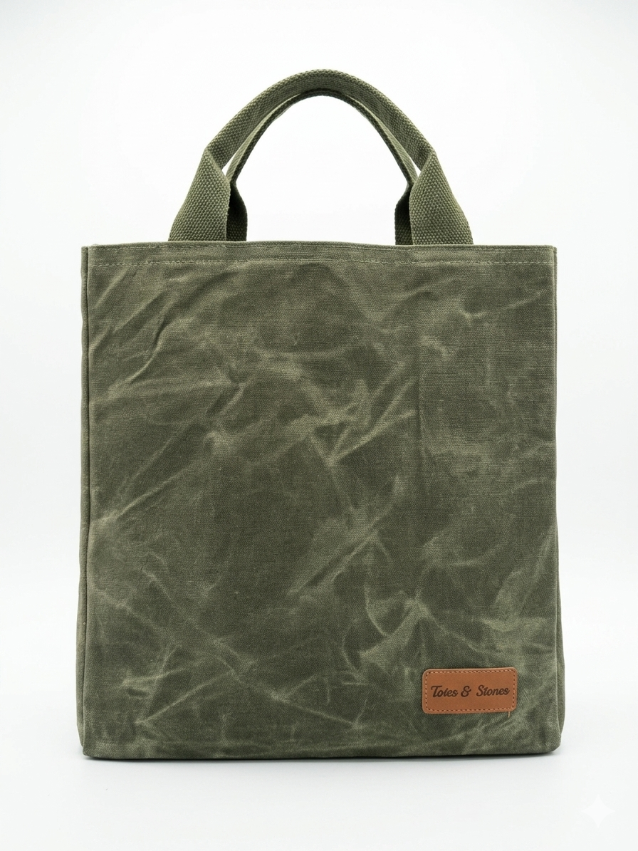 Army Green Wax Canvas Tote Bags 