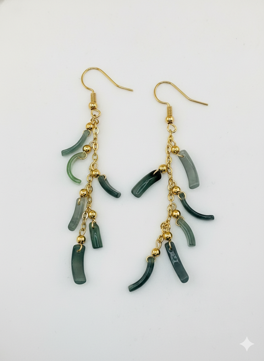 14K Gold wrap Jade Earrings