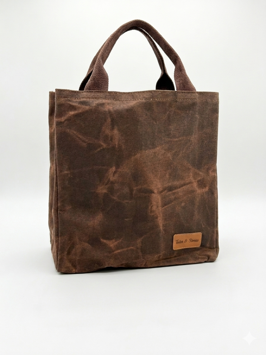 Dark Brown Wax Canvas Tote Bag