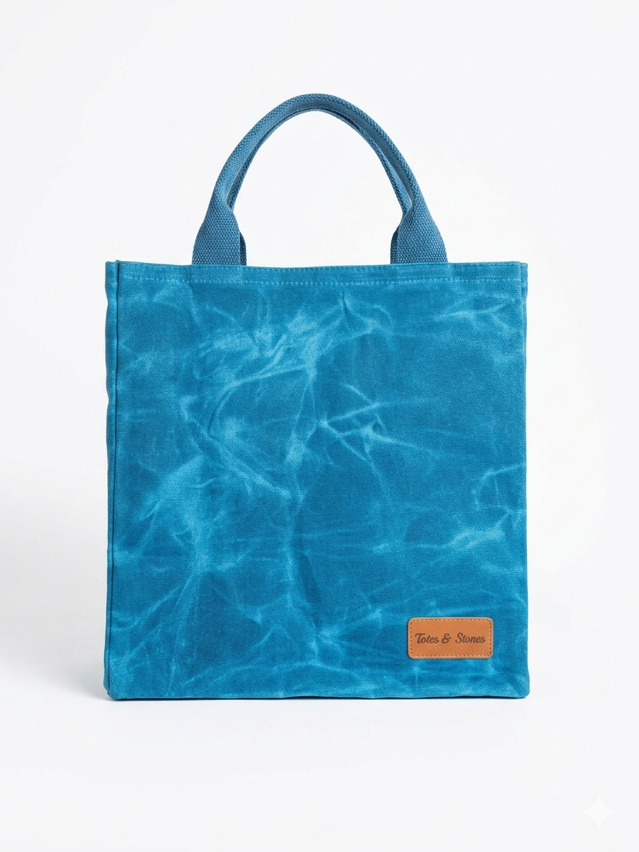 Turquiose Blue  Wax Canvas Tote Bag