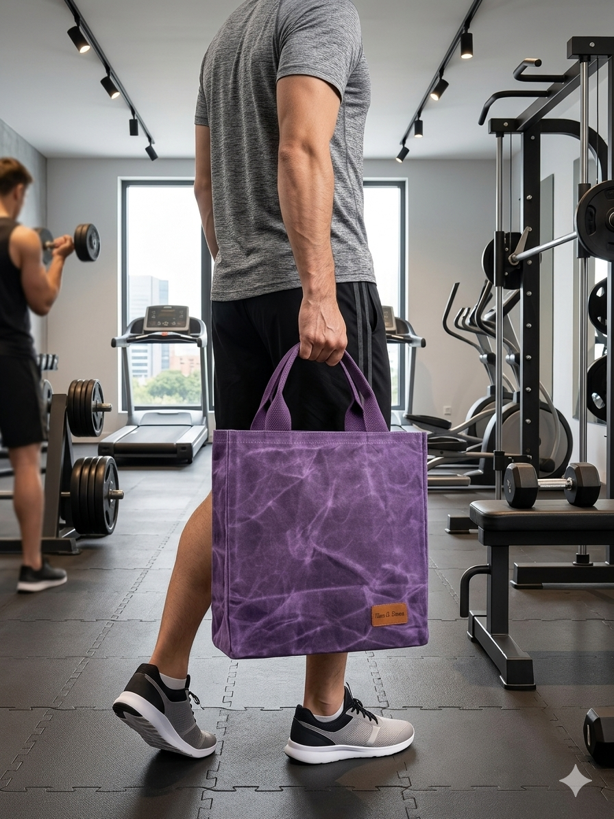Purple  Heavy Duty Wax Canvas Tote Bag