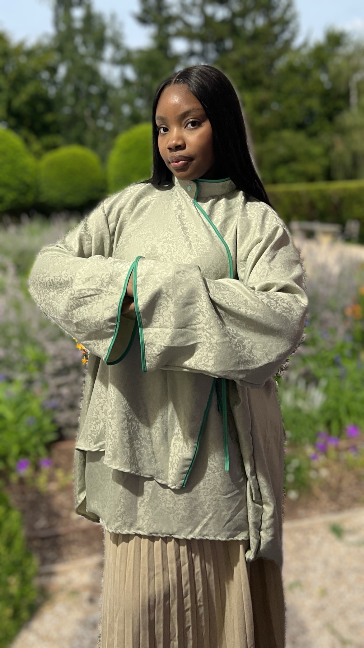 Haut Yugami Vert Pomme Asymetrique