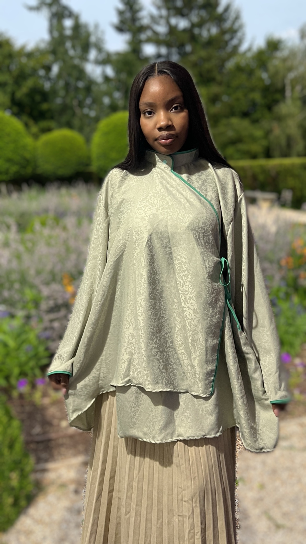 Haut Yugami Vert Pomme Asymetrique