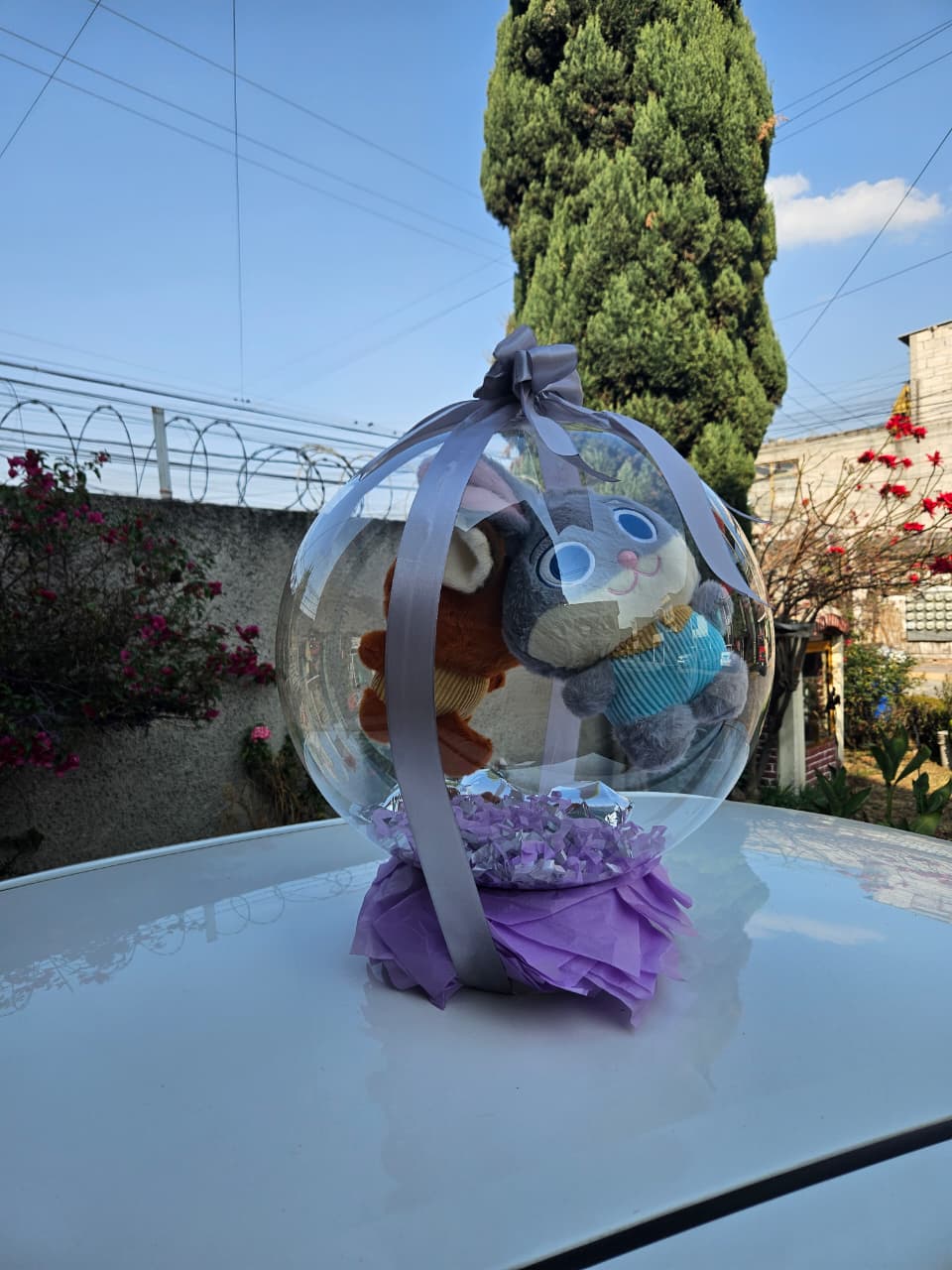 Duo de peluches en globo