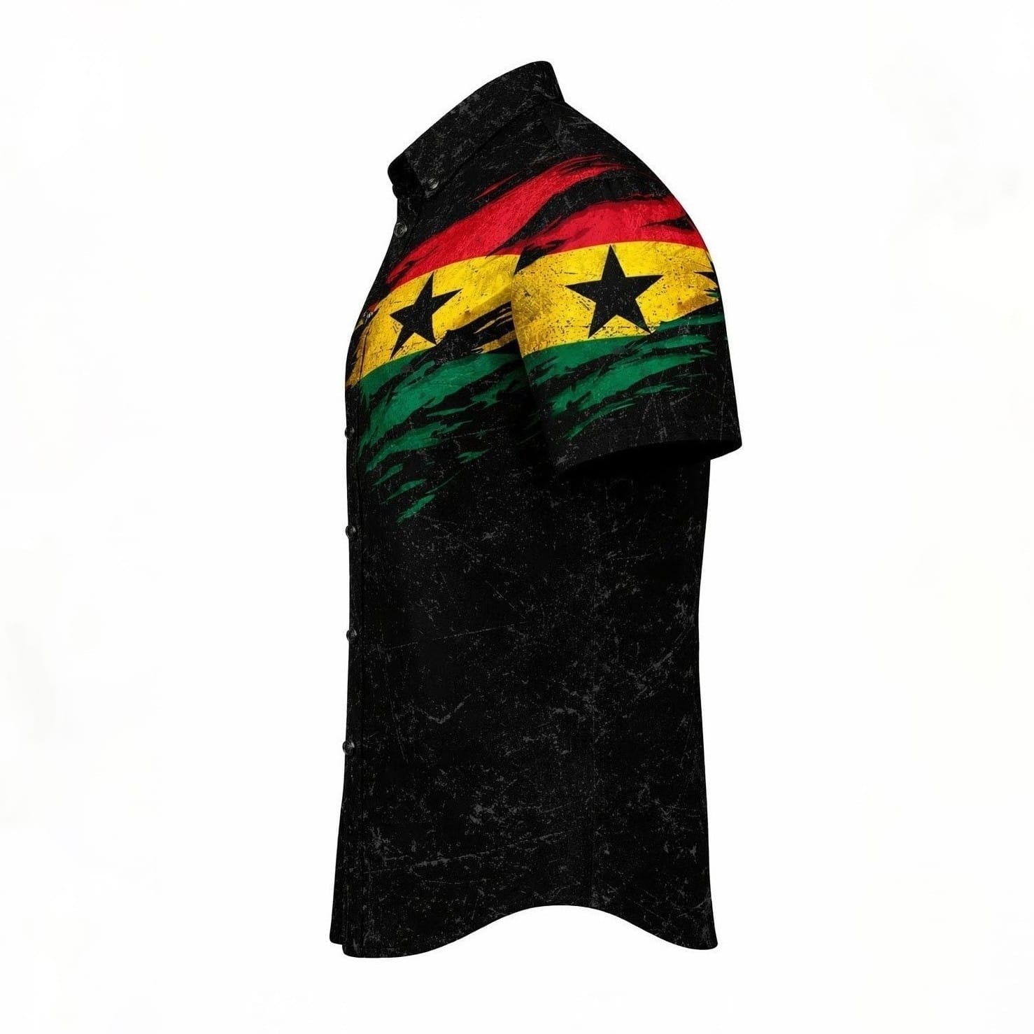 1957 Ghana Independence Flag Brushstroke Shirt for Men – Matte Black Finish