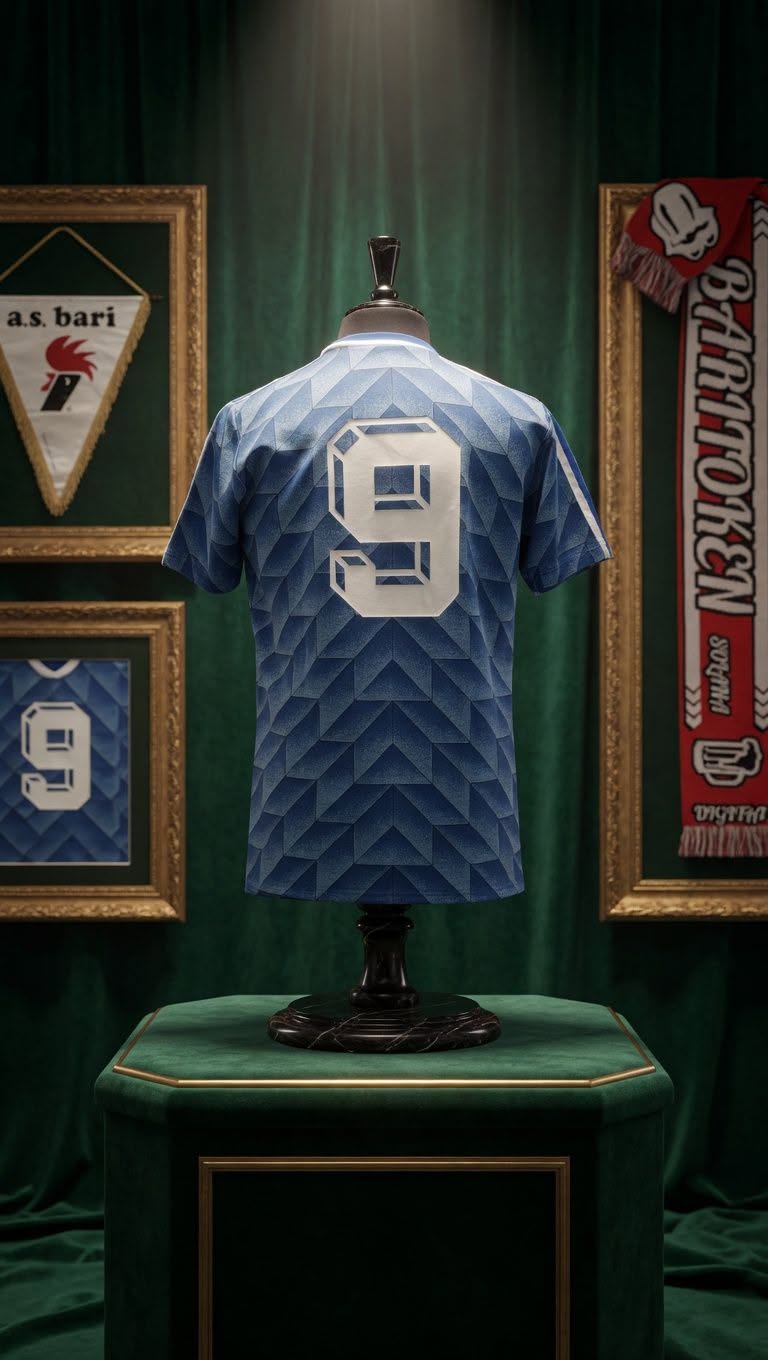 Retro Bari Football Jersey + Sciarpa