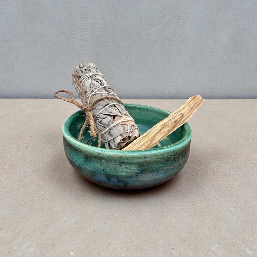 Green Ceramic Smudge Bowl