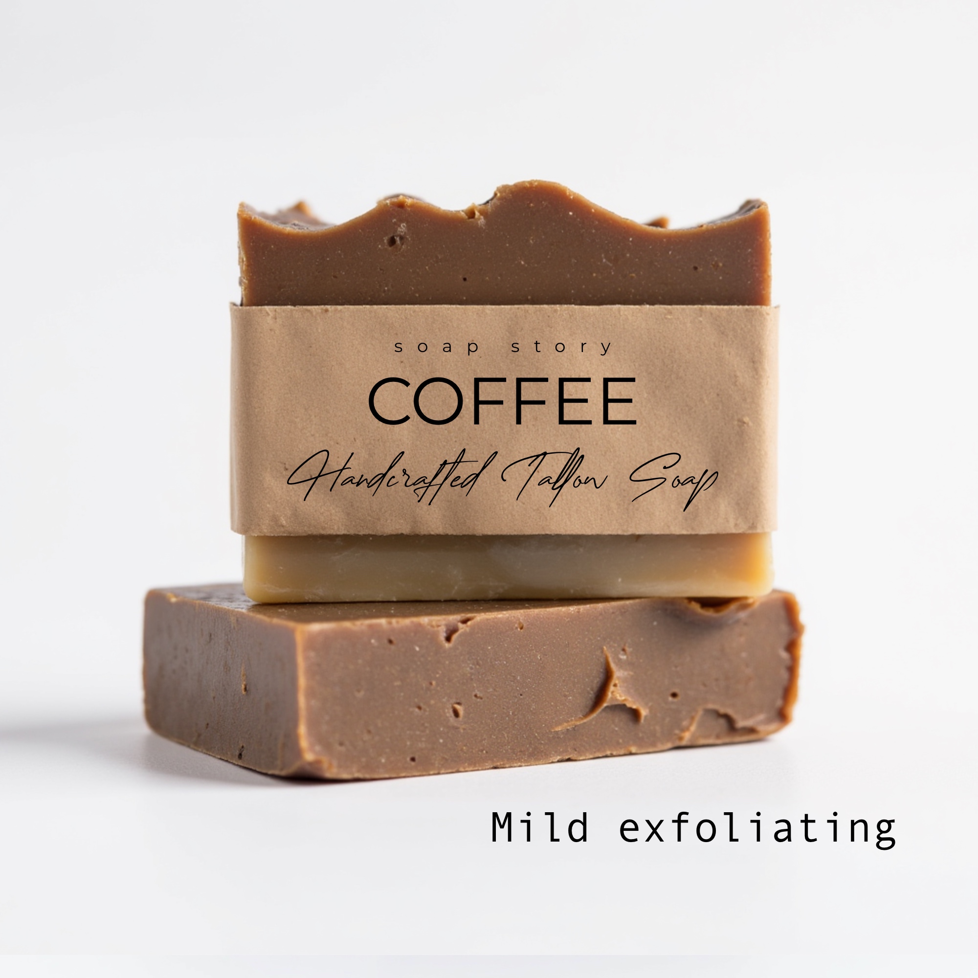 Handgemaakte 100% Natuurlijke Rundervet Tallow Zeep Coffee verrijkt met gemalen koffie