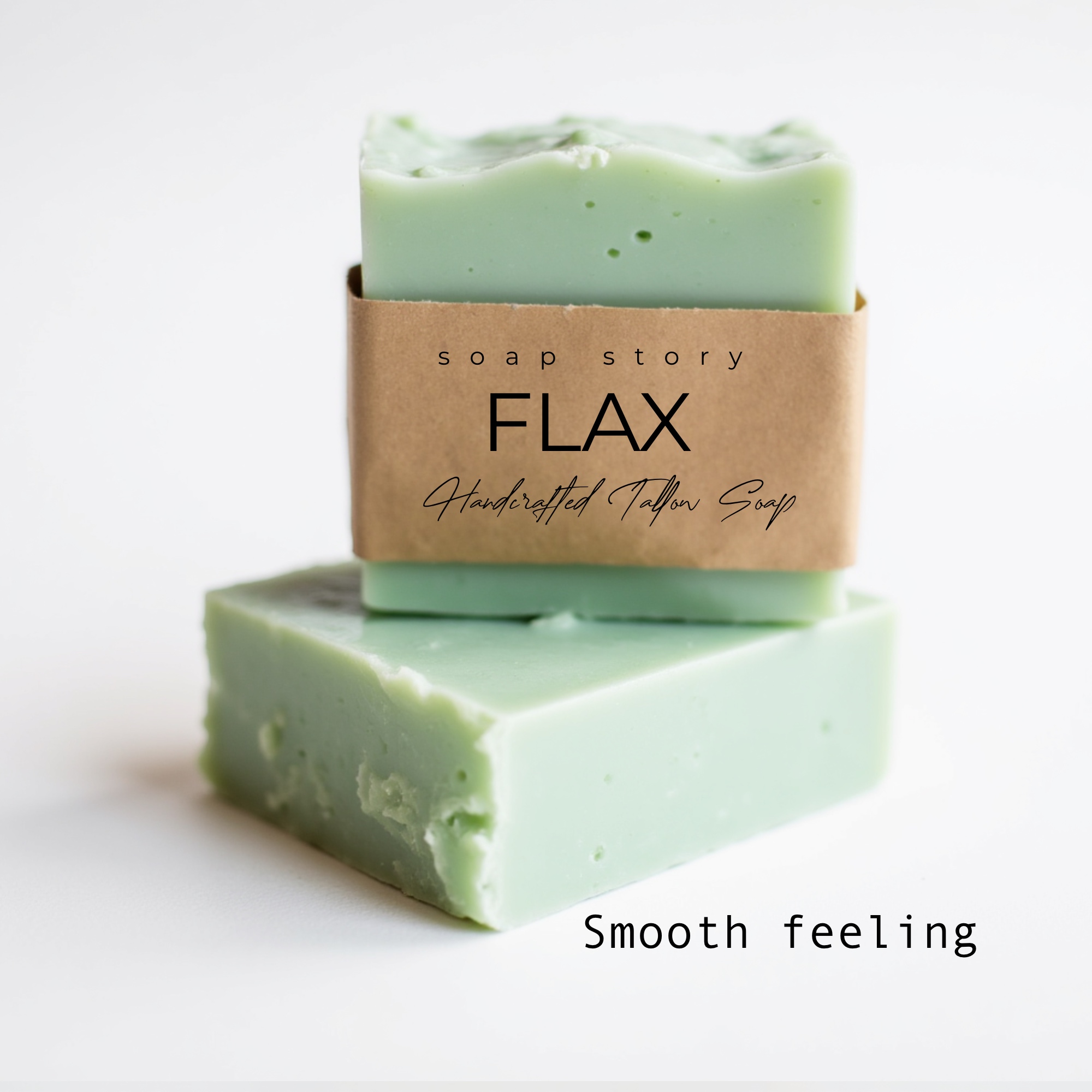 Natuurlijke handgemaakte Tallow Zeep FLAX ongeparfumeerd met lijnzaad gel voor de gevoelige huid