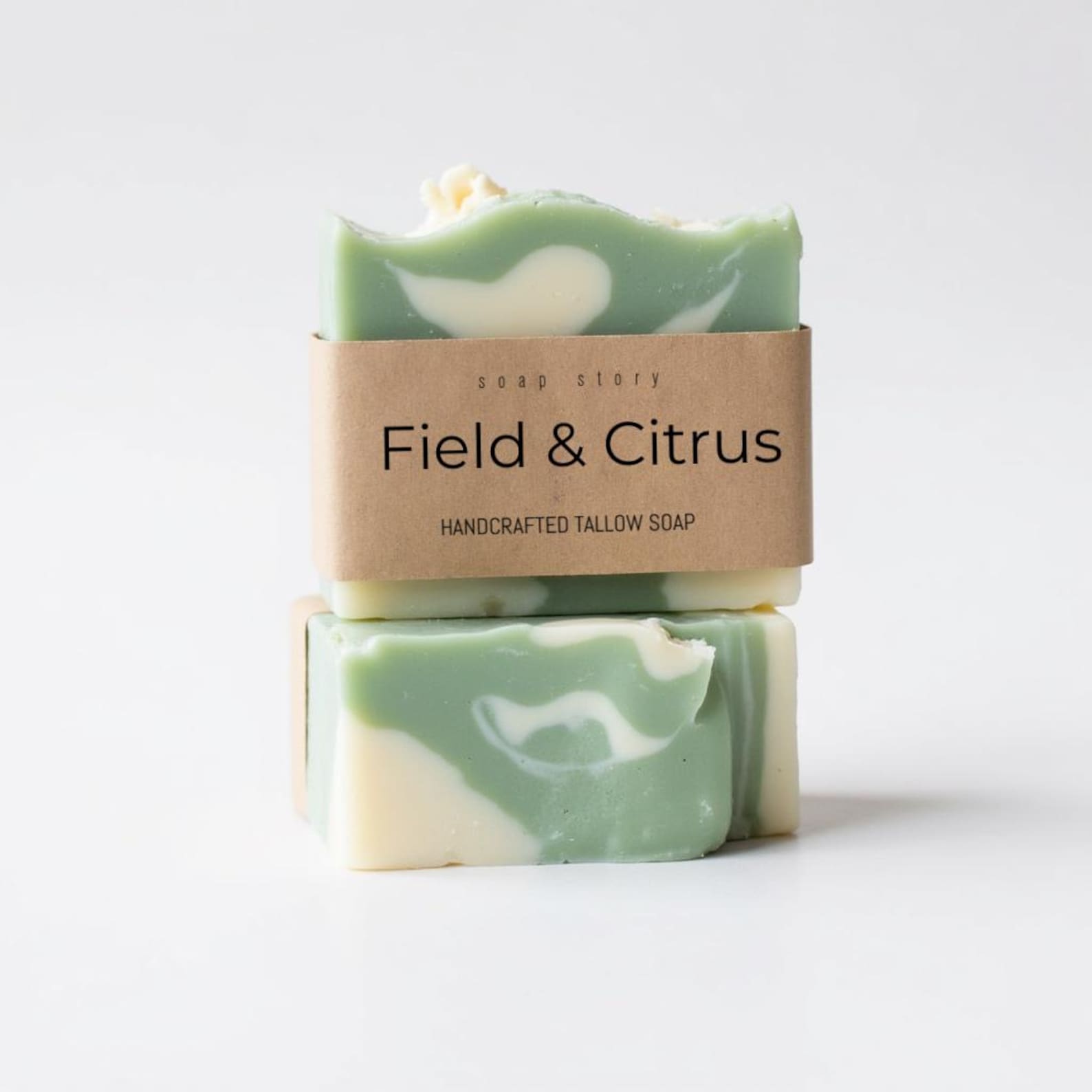 Handcrafted Artisan Swirled Field & Citrus Cold Process Soap for Men Made with Beef Tallow, Fresh Citrus Scent