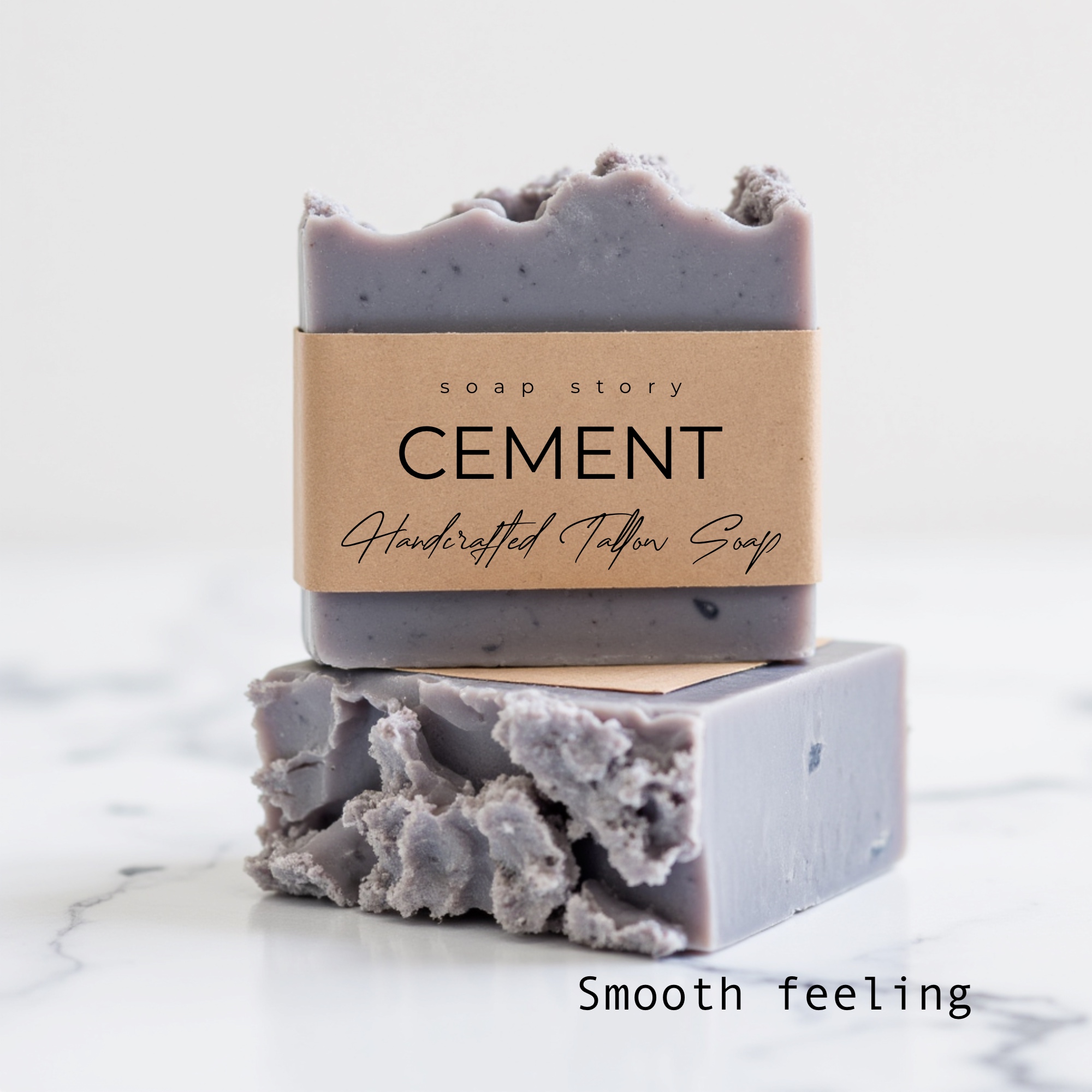 Natural Handmade Beef Tallow Soap CEMENT