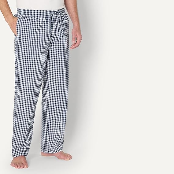 Essentials Mens Straight-Fit Woven Pajama Pant with Pockets