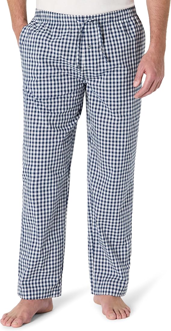 Essentials Mens Straight-Fit Woven Pajama Pant with Pockets