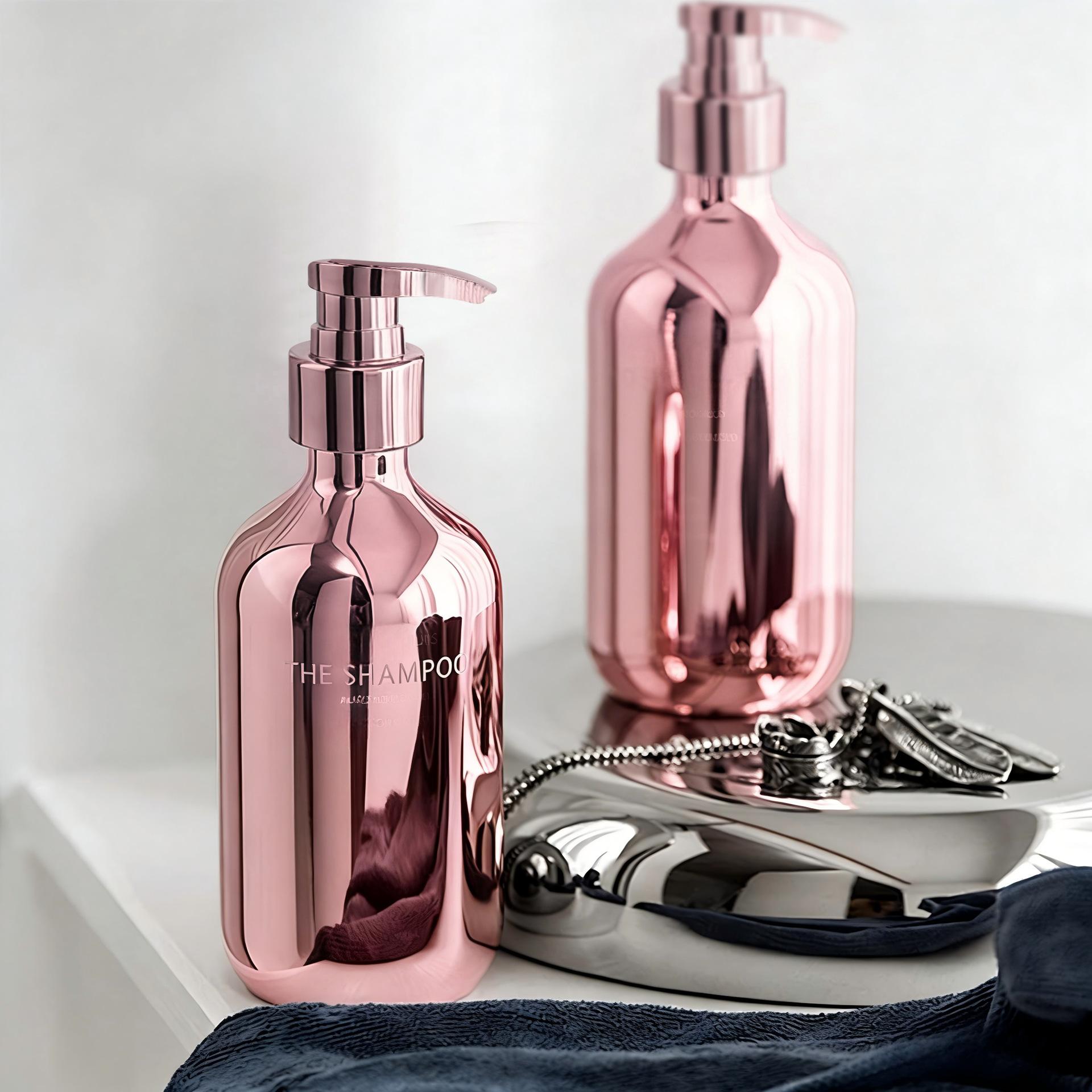 Customization electroplated UV hampoo bottle, high quality press type  body wash bottle