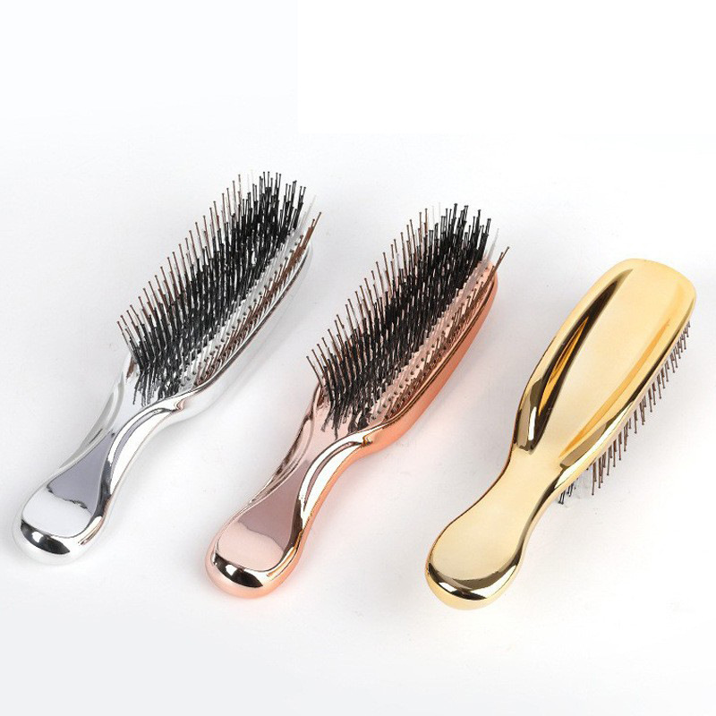 Zeus same type Electroplated Scalp Massage Brush Multi-Function Portable Wet and Dry detangling brush