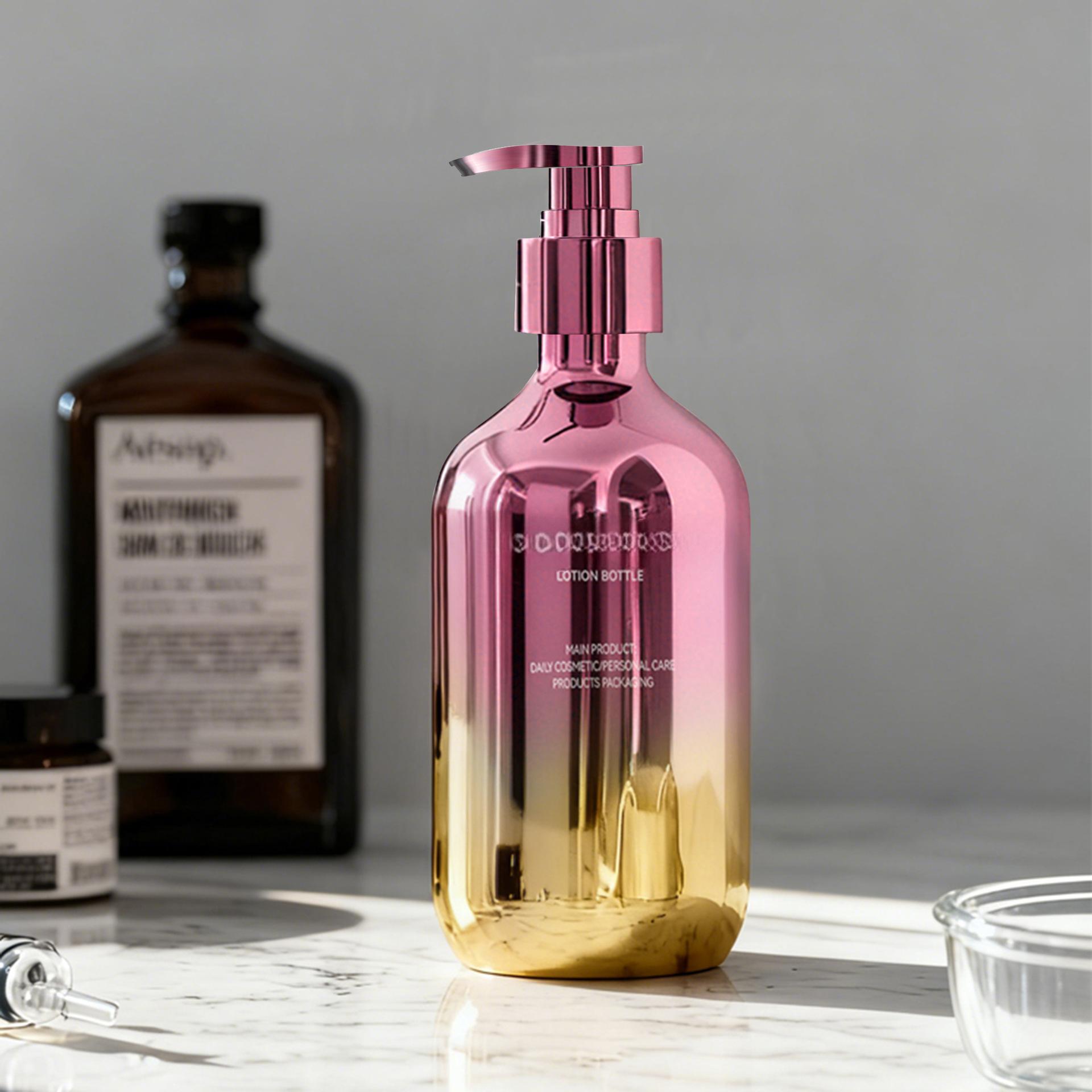 Customization electroplated UV hampoo bottle, high quality press type  body wash bottle