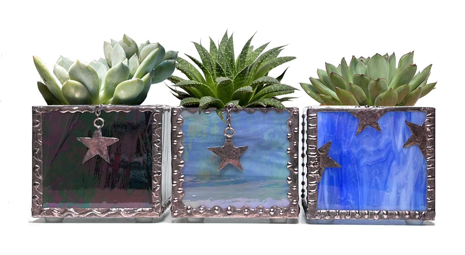 Stained Glass Succulent Planter Set