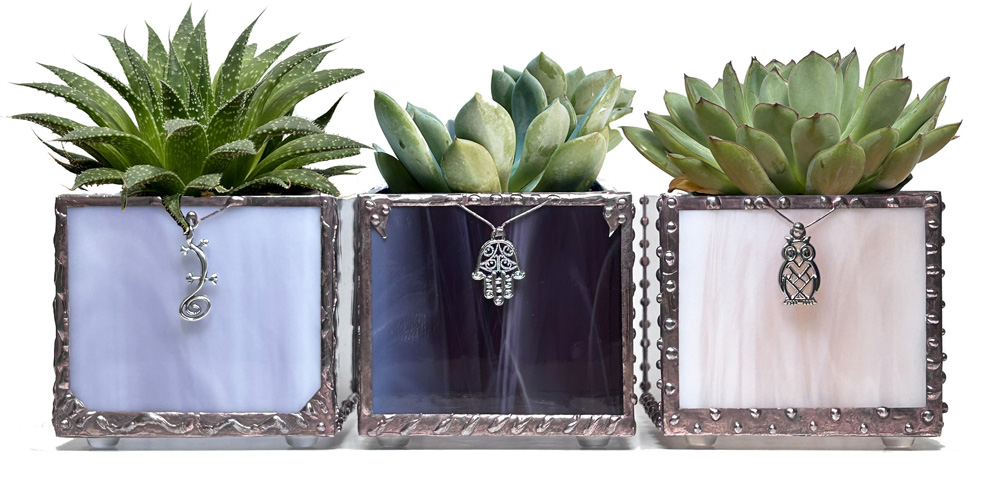 Stained Glass Succulent Planter Set