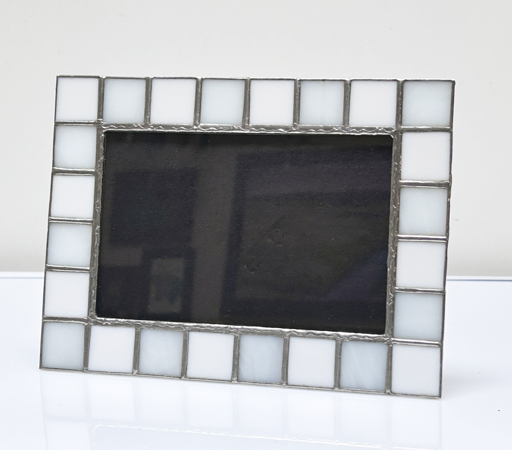 White on White Stained Glass Photo Frame