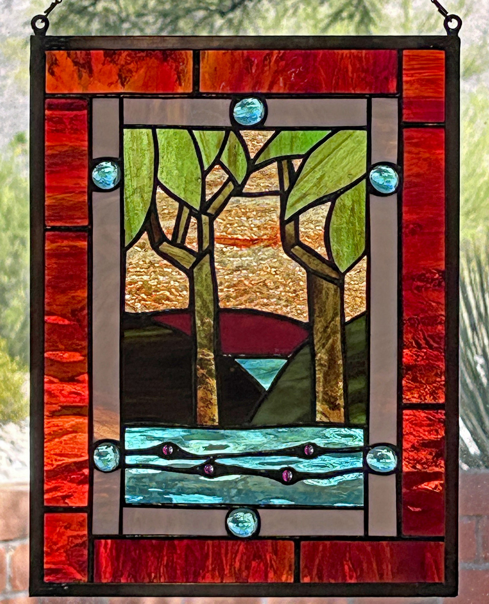 Stained Glass Landscape Panel