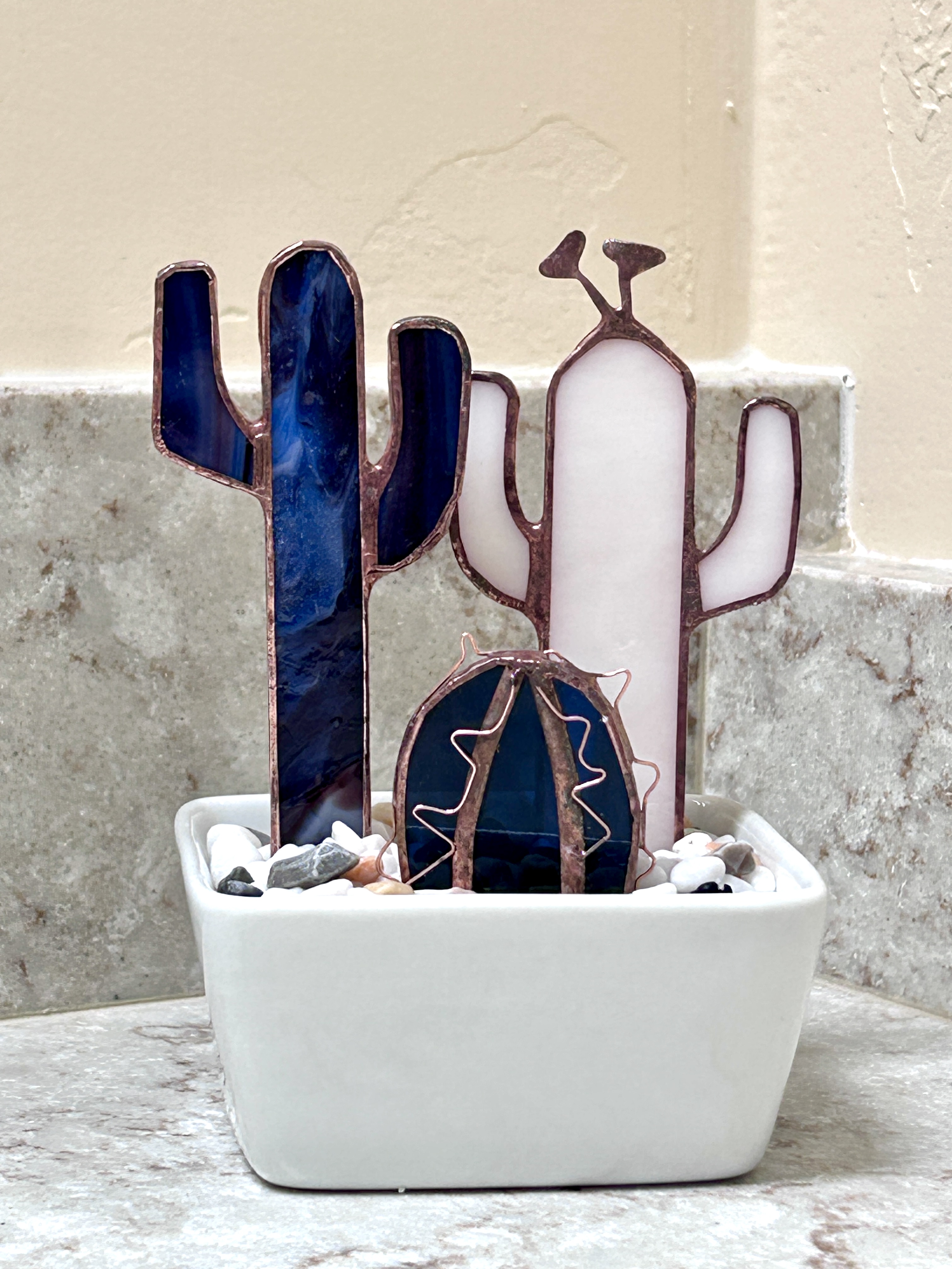 Stained Glass Cactus Decor