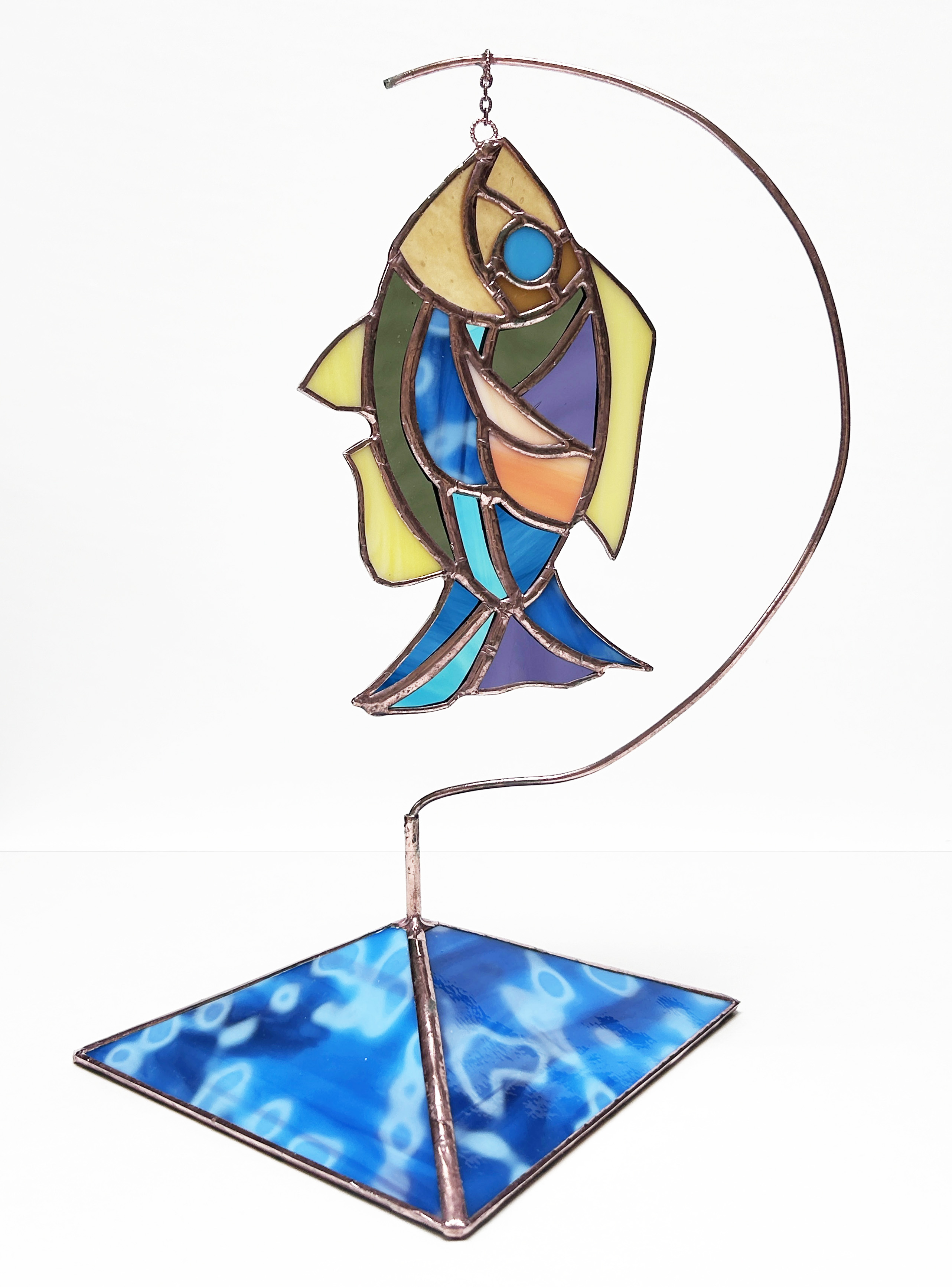 Stained Glass Fish Sculpture