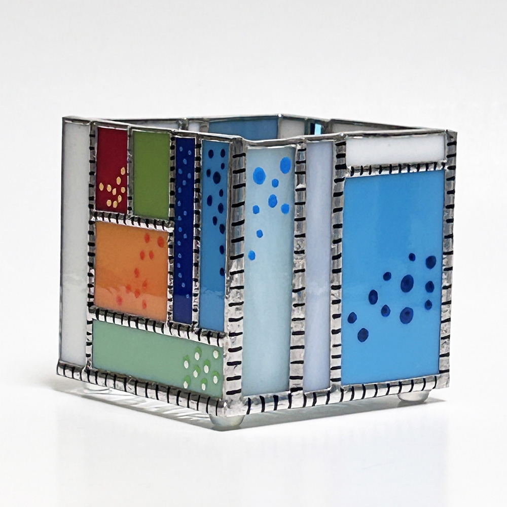 Color Block Stained Glass Candle Holder